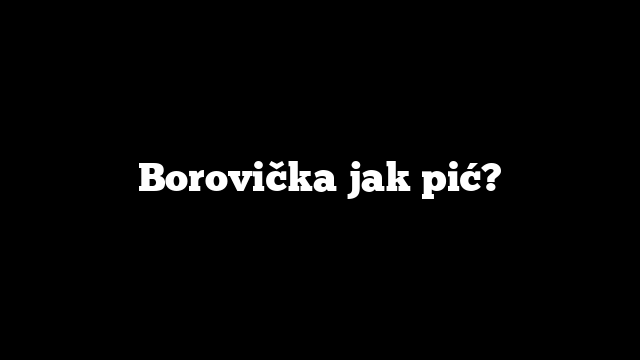 Borovička jak pić?