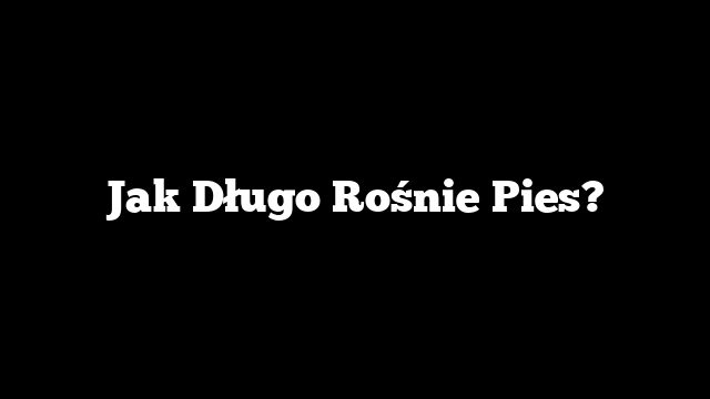 Jak Długo Rośnie Pies?