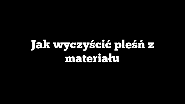 Jak wyczyścić pleśń z materiału